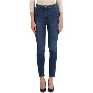 Elisabetta Franchi, Jeans, Dames, Blauw, W28, Katoen, Skinny Fit Jeans Vijf Zakken