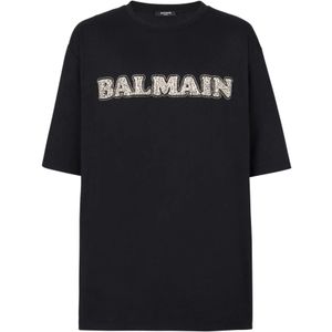 Balmain, Tops, Heren, Zwart, L, Katoen, T-shirts