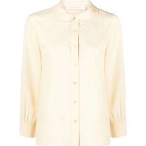 See by Chloé, Blouses & Shirts, Dames, Beige, M, Long Sleeve Tops