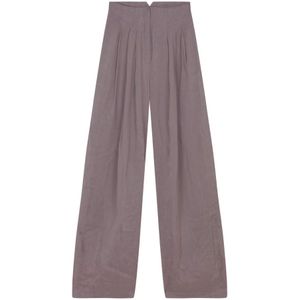 Cortana, Broeken, Dames, Paars, XL, Linnen, Lavendel Palazzo Hoge Taille Linnen Broek