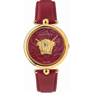 Versace, Palazzo Empire gouden horloge rood leer Geel, Dames, Maat:ONE Size