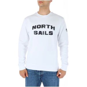 North Sails, Sweatshirts & Hoodies, Heren, Wit, XL, Katoen, Klassieke Witte Sweatshirt met Lange Mouwen