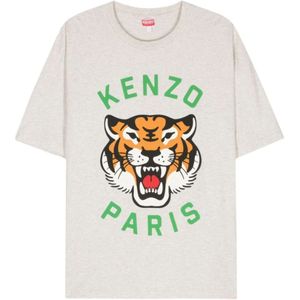 Kenzo, Tops, Dames, Grijs, M, Katoen, Grijze T-shirts en Polos met Tiger Print