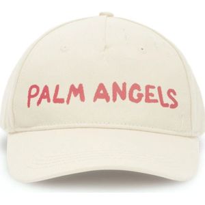 Palm Angels, Accessoires, Heren, Beige, ONE Size, Rode Logo Natuurlijke Pet
