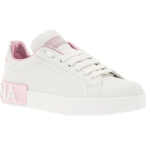 Dolce & Gabbana, Schoenen, Dames, Wit, 36 EU, Leer, Witte Logo Low-Top Sneakers