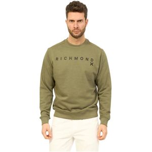 Richmond, Sweatshirts & Hoodies, Heren, Groen, S, Katoen, Groene Katoenen Crewneck Logo Sweater