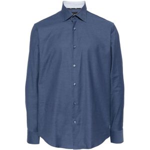 Hugo Boss, Overhemden, Heren, Blauw, L, Katoen, Casual Shirts