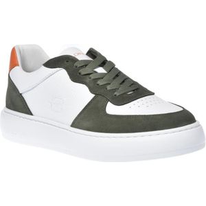 Baldinini, Sneaker in olive green and white suede Veelkleurig, Heren, Maat:41 1/2 EU