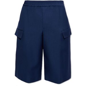 Alexander McQueen, Korte broeken, Heren, Blauw, L, Wol, Cargo shorts