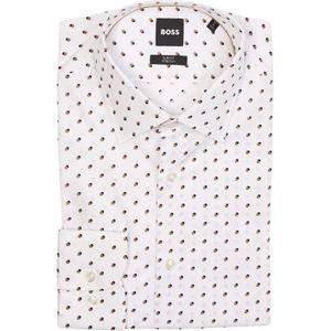 Hugo Boss, Overhemden, Heren, Wit, S, Witte Slim Fit Casual Overhemd met Moderne Print