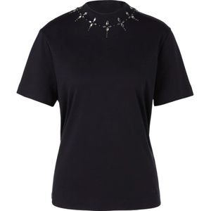 Marc Cain, Tops, Dames, Blauw, XL, Katoen, Strass T-shirt met elliptische details