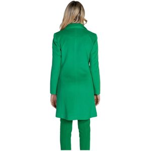 Sol Wears Women, Mantels, Dames, Groen, S, Groene Knoopjas Herfst/Winter Stijl