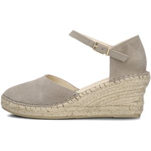 Fred De La Bretoniere, Schoenen, Dames, Beige, 37 EU, Suède, Taupe Suede Espadrilles met Sleehak