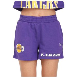 New Era, Korte broeken, Dames, Paars, S, Katoen, LA Lakers NBA Team Logo Paarse Shorts