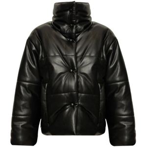 Nanushka, Jassen, Dames, Zwart, S, Leer, Hide puffer jacket