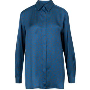 Kaos, Blouses & Shirts, Dames, Blauw, L, Blauwe gestippelde viscose blouse