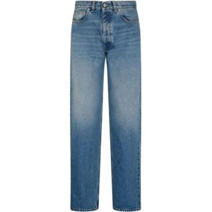 Maison Margiela, Blauwe Denim Katoenen Straight Leg Jeans Blauw, Heren, Maat:W30