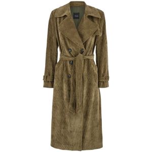 Plain Units, Mantels, Dames, Bruin, M, Bruine Fluwelen Trenchcoat