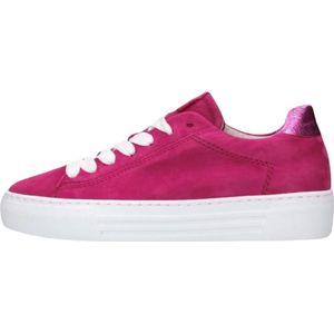 Gabor, Schoenen, Dames, Roze, 40 EU, Suède, Roze Lage Sneakers met Plateau