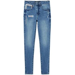 Desigual, Jeans, Dames, Blauw, L, Katoen, Blauwe Zip & Button Jeans voor Vrouwen