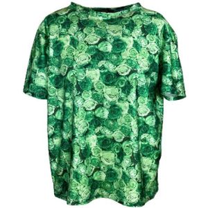 Noor of Sweden, Tops, Dames, Groen, XL, Polyester, Rose Print Oversized T-shirt Top