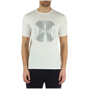 Armani Exchange, Slim Fit T-shirt van stretchkatoen Wit, Heren, Maat:M