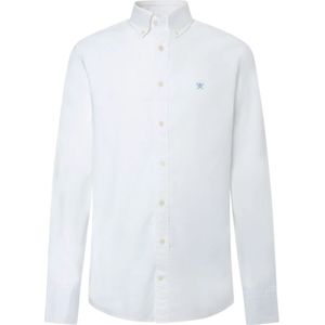 Hackett, Overhemden, Heren, Wit, L, Oxford Overhemd in Garment Dyed Stijl