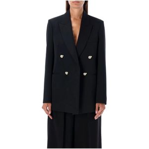 Lanvin, Versierde Blazer Knoop Zwart, Dames, Maat:M