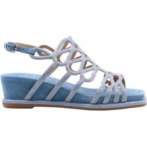 Alma EN Pena, Schoenen, Dames, Blauw, 38 EU, Platte sandalen voor vrouwen