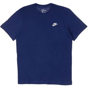 Nike, Tops, Heren, Blauw, L, Katoen, Midnight Navy/White Club Tee T-Shirt