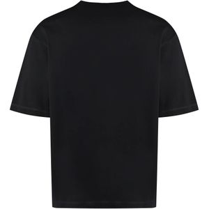 Dsquared2, Tops, Heren, Zwart, M, Katoen, Katoenen Crew-Neck T-Shirt Losse Pasvorm