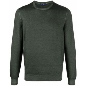 Barba Napoli, Sweatshirts & Hoodies, Heren, Groen, M, Wol, Groene Crew Neck Wollen Trui