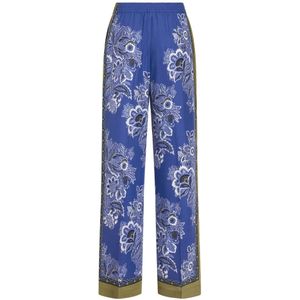 Etro, Broeken, Dames, Blauw, S, Blauwe Zijden Casual Broek