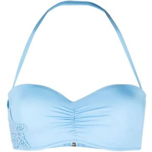 Ermanno Scervino, Ondergoed, Dames, Blauw, M, Blauwe Gerimpelde Bandeau Bikini Top