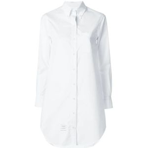 Thom Browne, Blouses & Shirts, Dames, Wit, S, Katoen, Witte Solide Poplin Button-Down Overhemdjurk