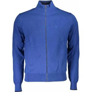 North Sails, Truien, Heren, Blauw, S, Katoen, Blauwe Cardigan met Hoge Hals en Logo