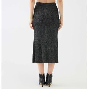 Versace Jeans Couture, Rokken, Dames, Zwart, S, Polyester, Lurex Midi Rok Zwart Flare Stijl