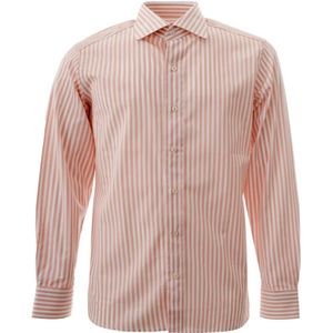 Tom Ford, Overhemden, Heren, Roze, M, Roze Gestreept Regular Fit Overhemd
