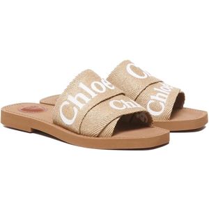 Chloé, Schoenen, Dames, Beige, 36 EU, Linnen, Woestijn Beige Linnen Sandalen