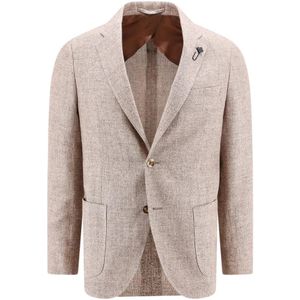 Lardini, Klassieke Wol Linnen Blazer Bruin Beige, Heren, Maat:2XL