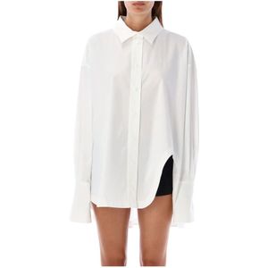 The Attico, Blouses & Shirts, Dames, Wit, S, Katoen, Witte Diana Shirt Katoen Oversized