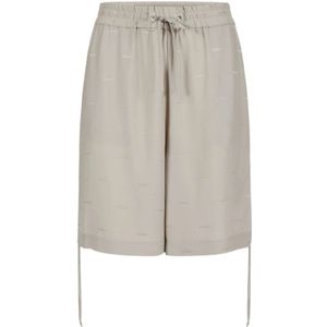 Iceberg, Logo Bermuda Shorts met Gedrapeerd Fit Grijs, Dames, Maat:L