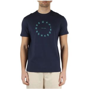 Armani Exchange, Tops, Heren, Blauw, S, Katoen, Regular Fit Katoenen T-shirt