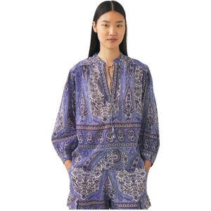 Antik Batik, Blouses & Shirts, Dames, Blauw, M, Katoen, Print blouse Tajar