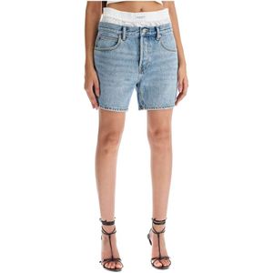 Alexander Wang, Korte broeken, Dames, Blauw, W27, Denim, Denim Shorts met Boxer Insert