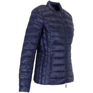 Armani Exchange, Jassen, Dames, Blauw, XS, Polyester, Blauwe Rits Jas voor Vrouwen