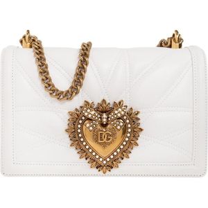 Dolce & Gabbana, Tassen, Dames, Wit, ONE Size, Leer, ‘Devotion Medium’ schoudertas