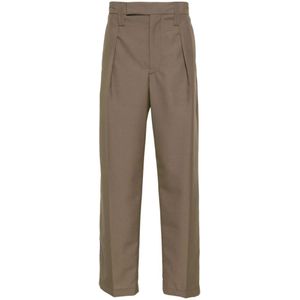 Lemaire, Taupe Melange Geplooide Broek Groen, Heren, Maat:L