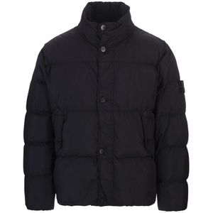 Stone Island, Jassen, Heren, Blauw, M, Nylon, Blauwe Lichtgewicht Nylon Blouson Jas