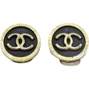 Chanel Vintage, Pre-owned Metal earrings Zwart, Dames, Maat:ONE Size